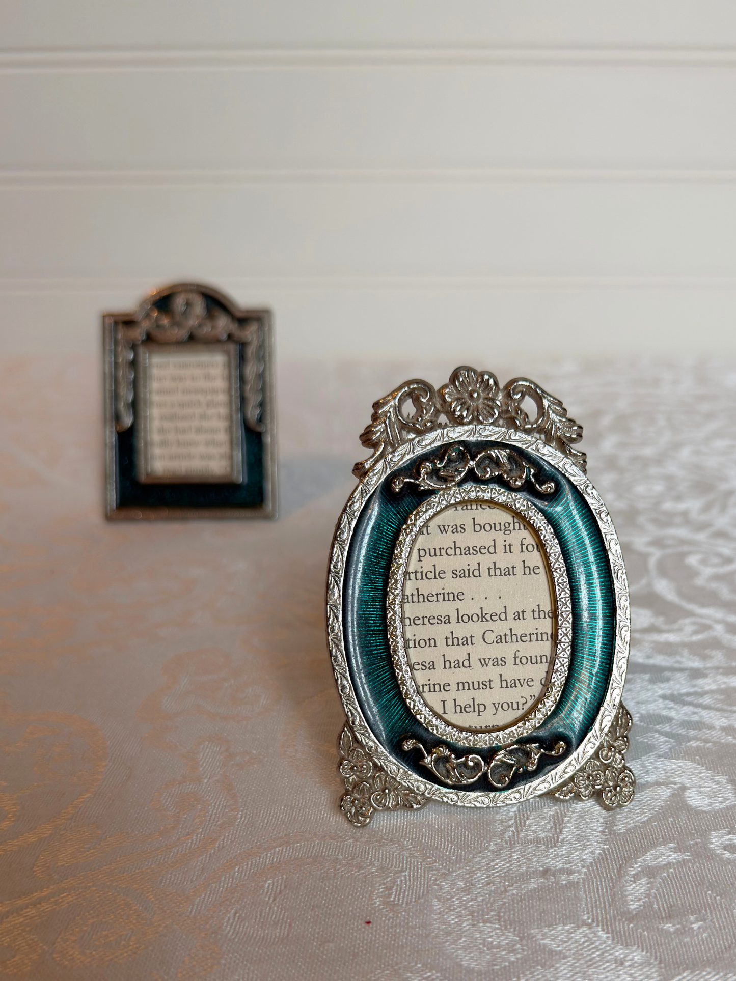 Decorative frame with text on a textured wall