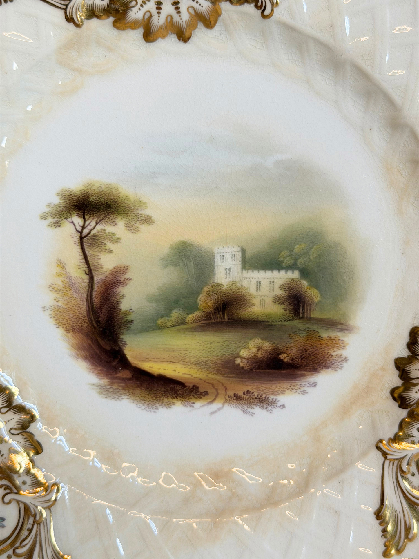 Hand-Painted Floral & Castle Plate