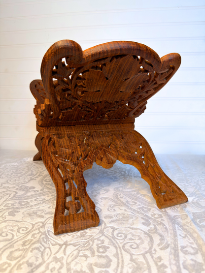 Carved Wood Folding Book Stand