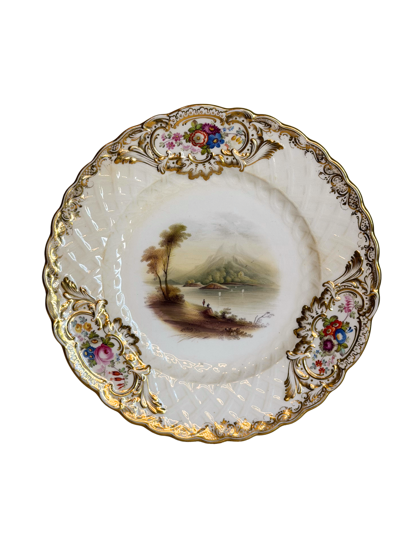 Hand-Painted Floral & Cottage Plate