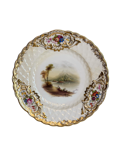 Hand-Painted Floral & Cottage Plate