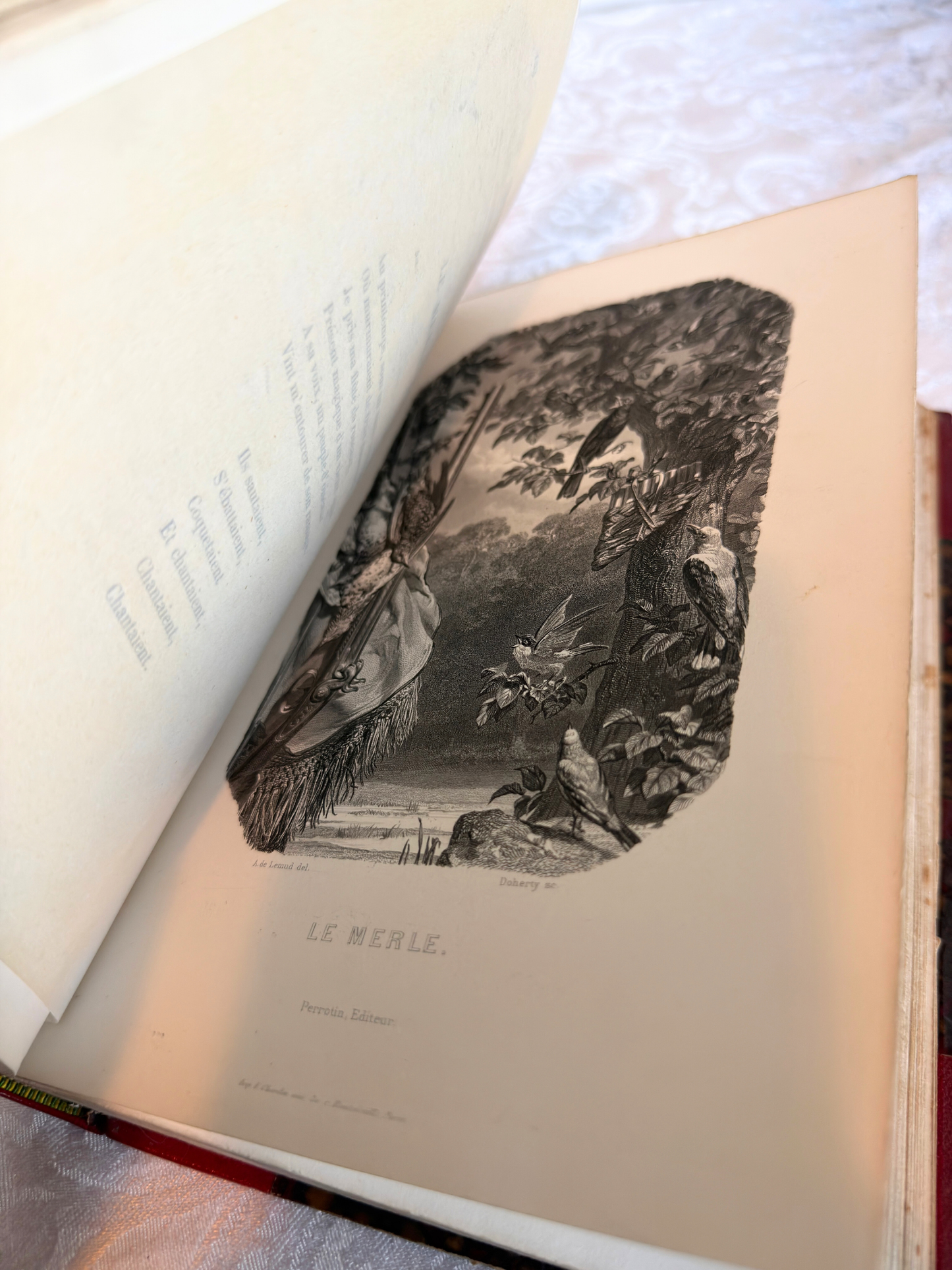 French Poet Béranger Leather Book Set