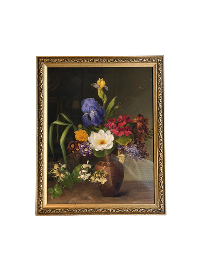 Framed Greek Style Vase with Flowers Giclee Print