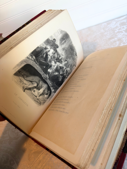 French Poet Béranger Leather Book Set