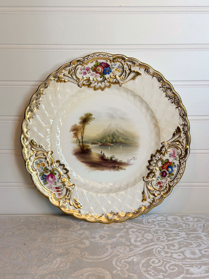 Hand-Painted Floral & Cottage Plate