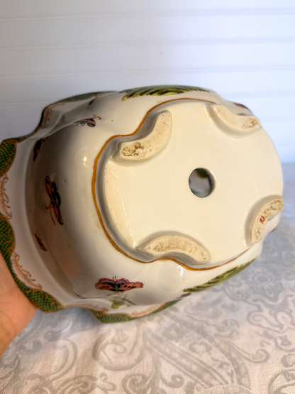 Porcelain Birds & Butterfly Planter with Plate