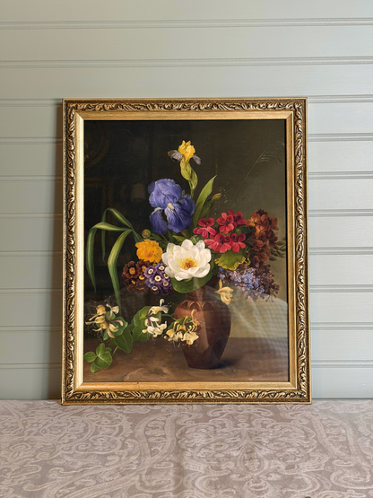 Framed Greek Style Vase with Flowers Giclee Print