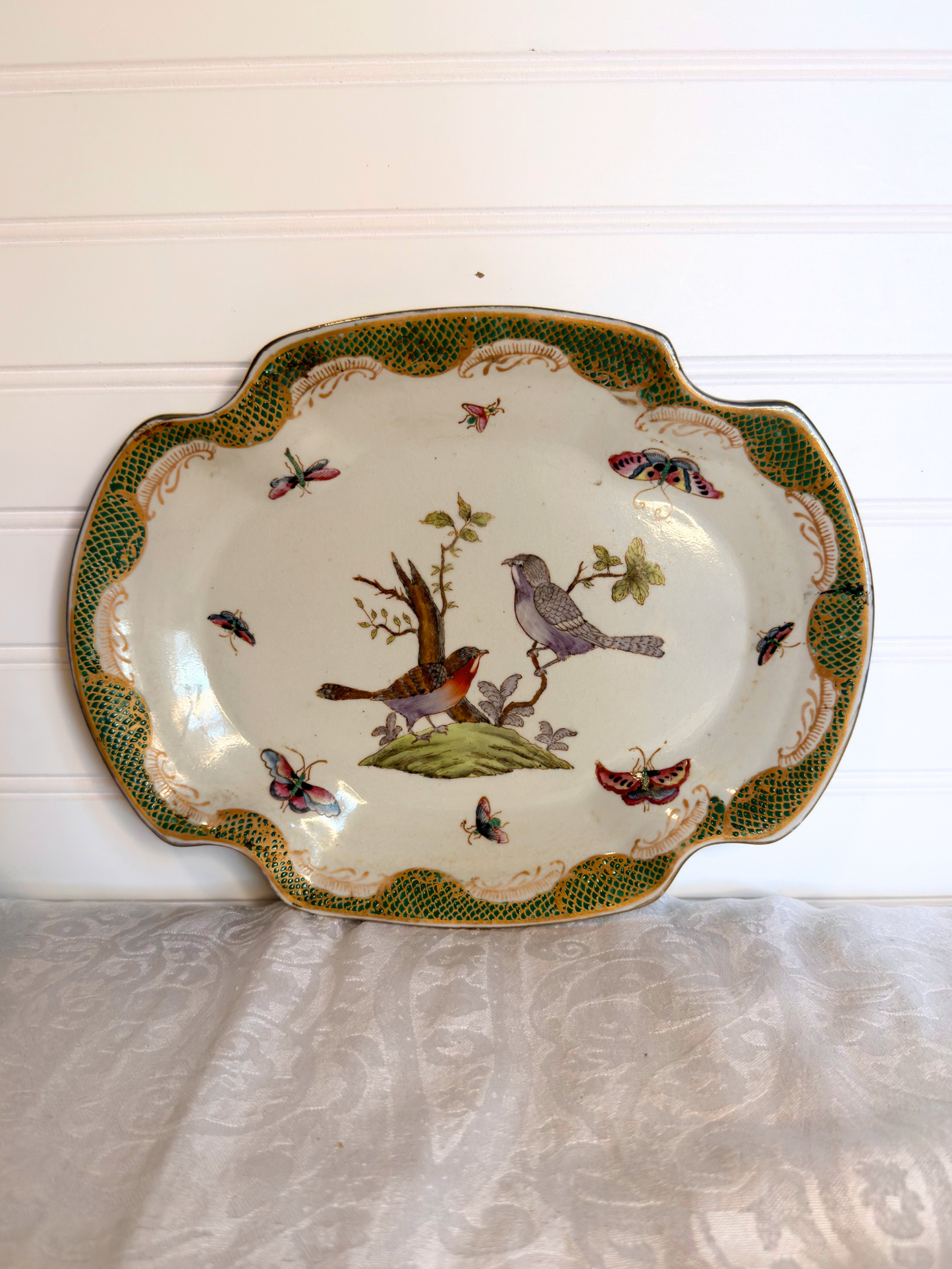 Porcelain Birds & Butterfly Planter with Plate