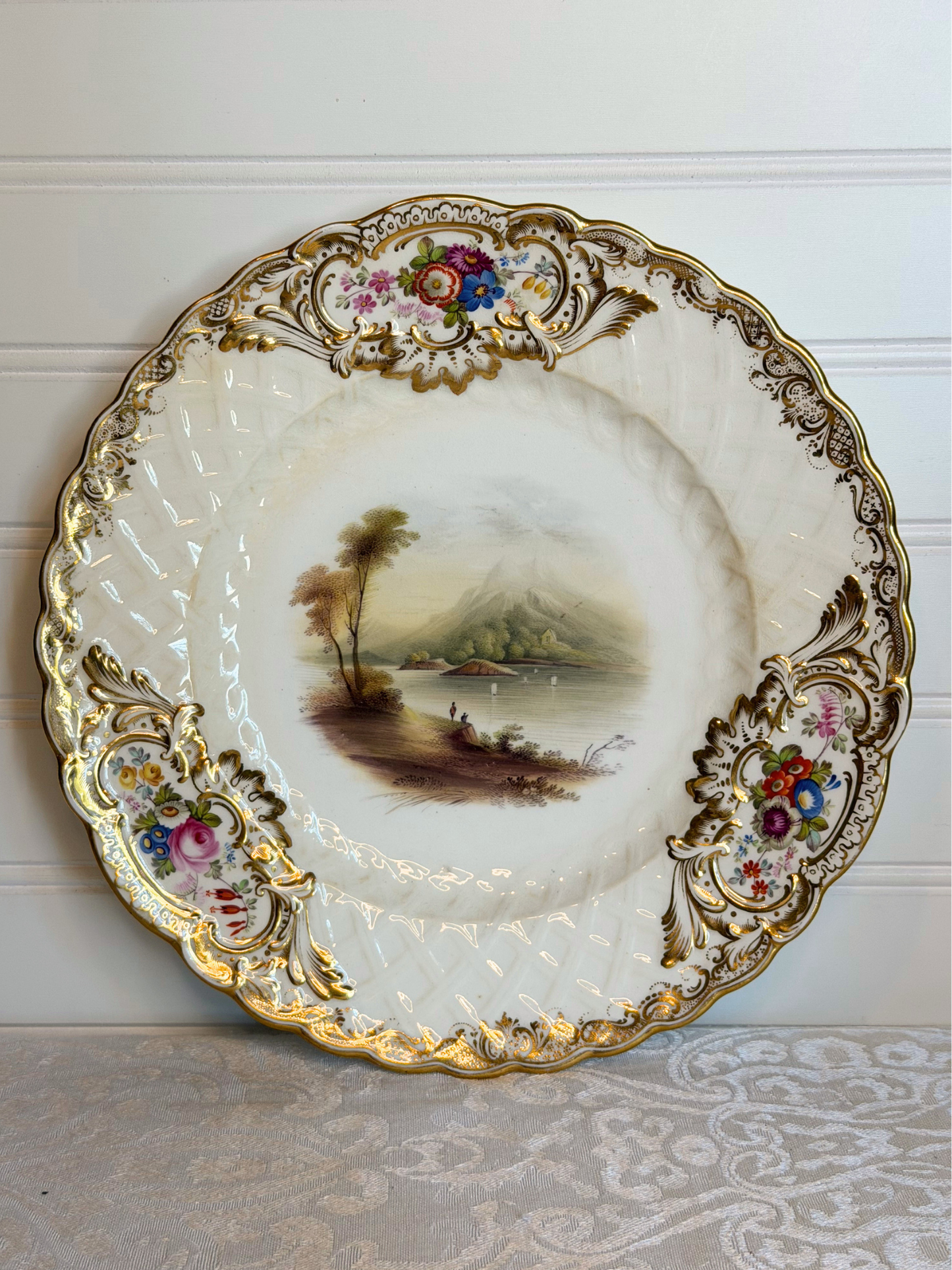 Hand-Painted Floral & Cottage Plate