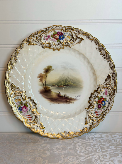 Hand-Painted Floral & Cottage Plate