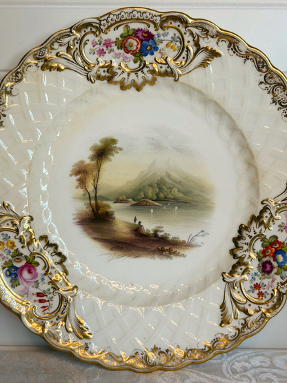 Hand-Painted Floral & Cottage Plate