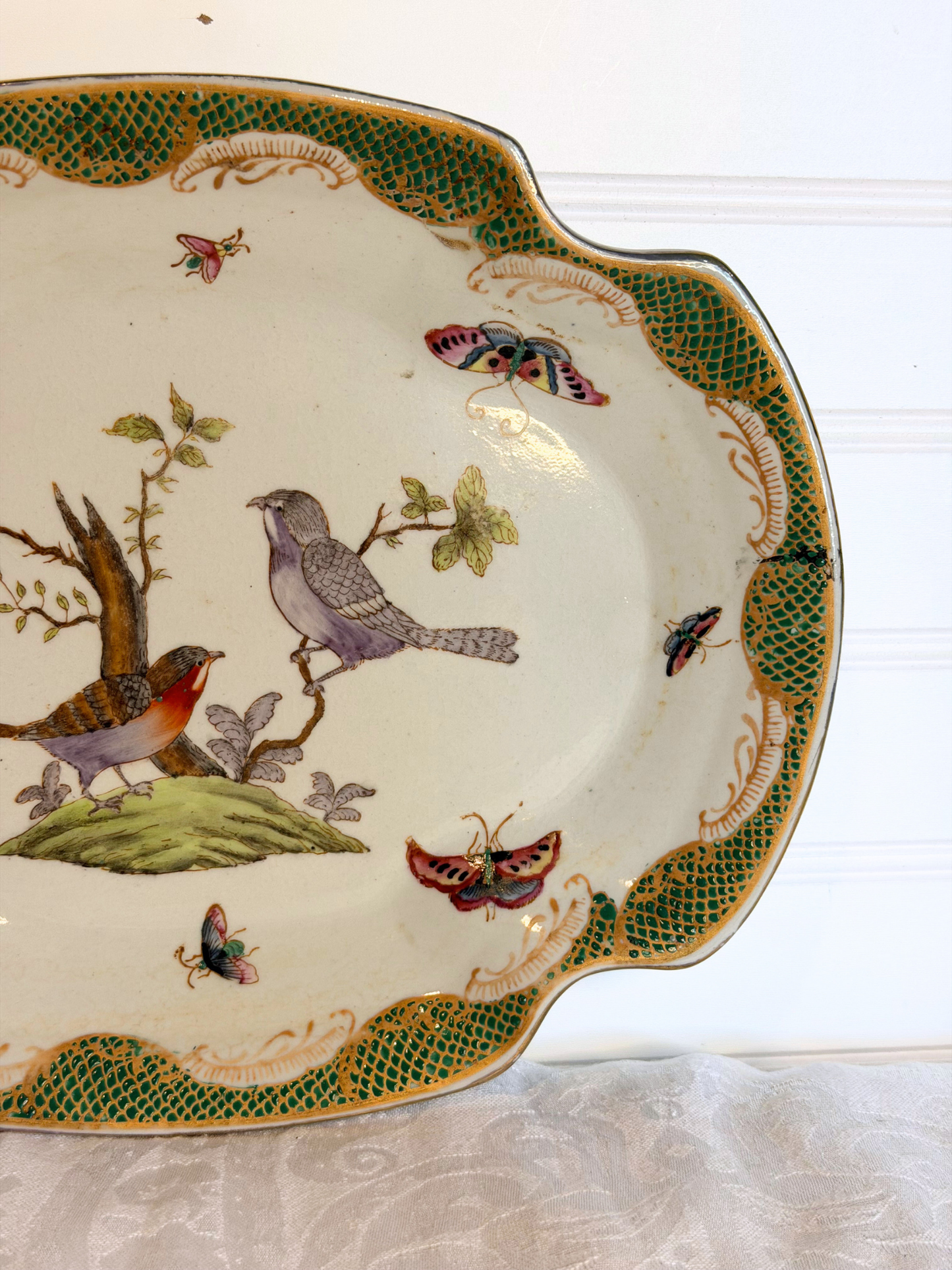 Porcelain Birds & Butterfly Planter with Plate