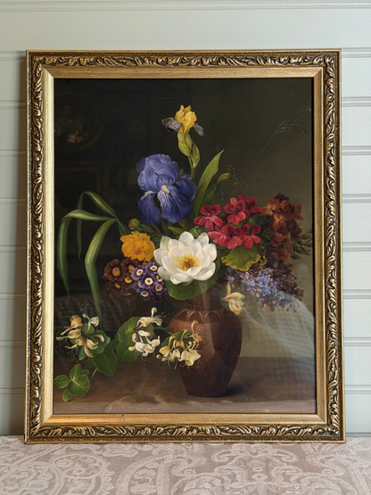 Framed Greek Style Vase with Flowers Giclee Print