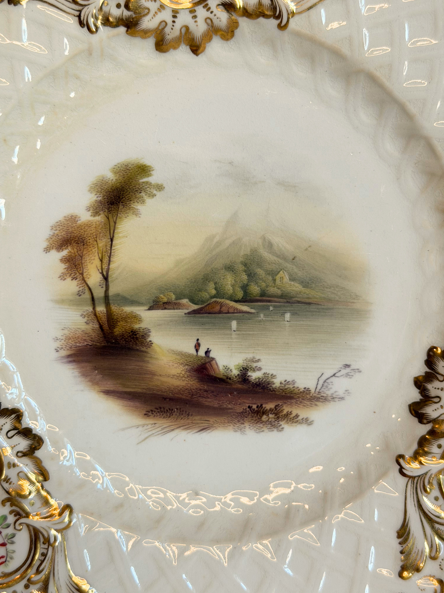 Hand-Painted Floral & Cottage Plate