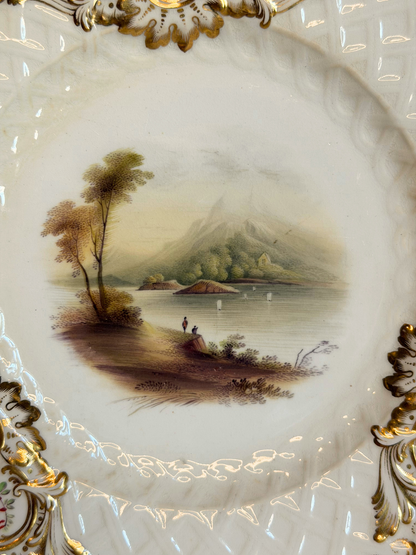Hand-Painted Floral & Cottage Plate