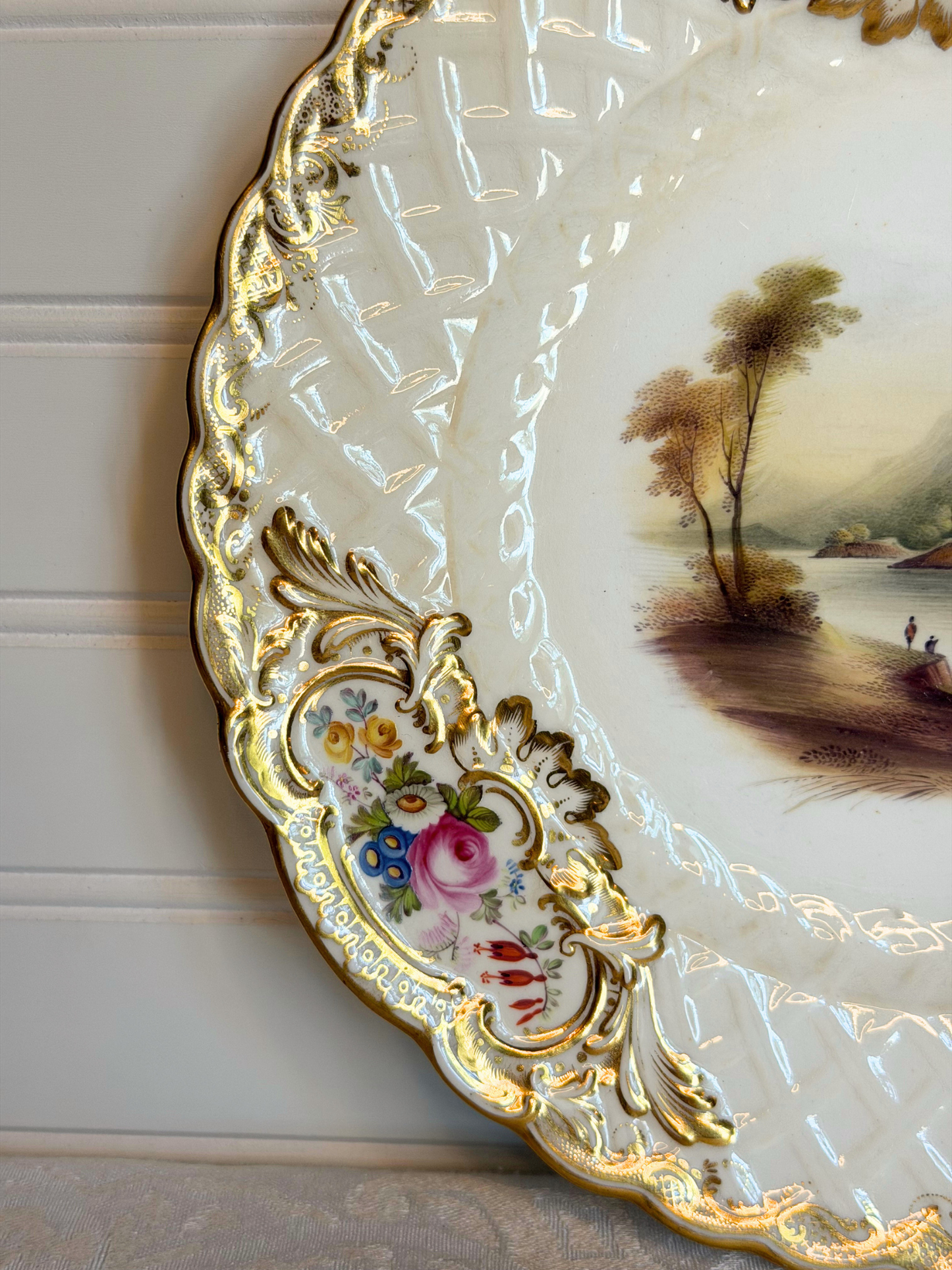 Hand-Painted Floral & Cottage Plate
