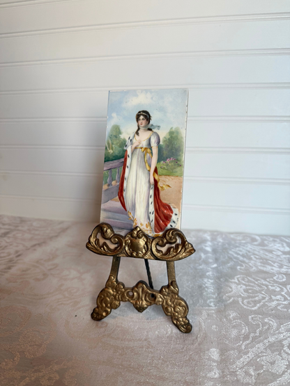 Portrait of Queen Louise Painting on Porcelain with Easel