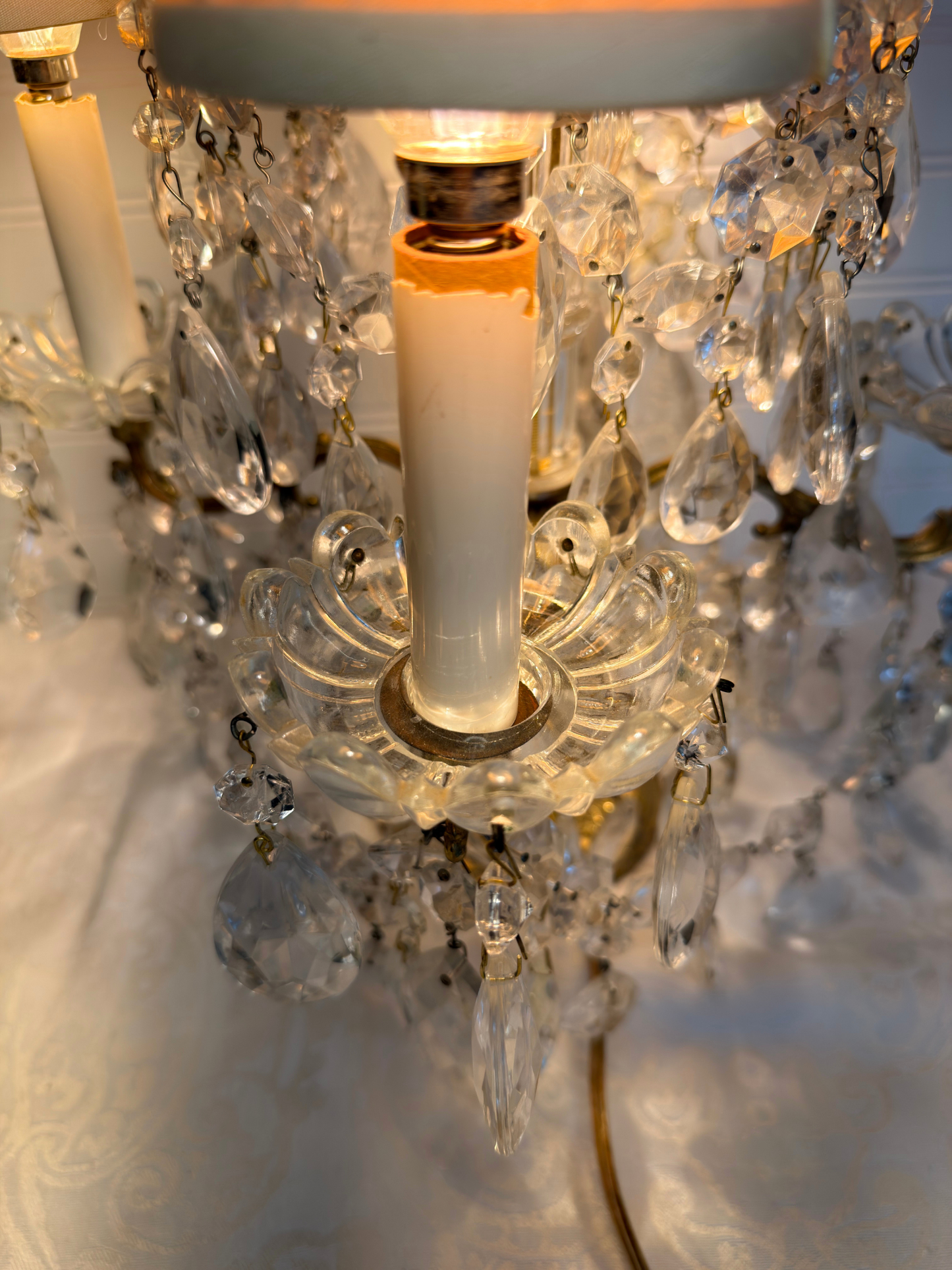 Brass & Crystal Tabletop Chandelier