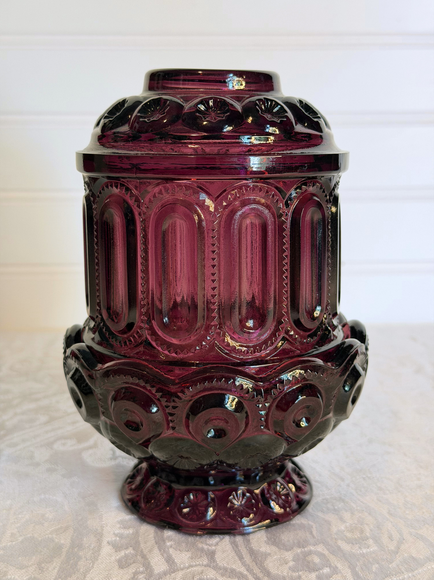 L.E. Smith Amethyst Moon & Star Fairy Lamp