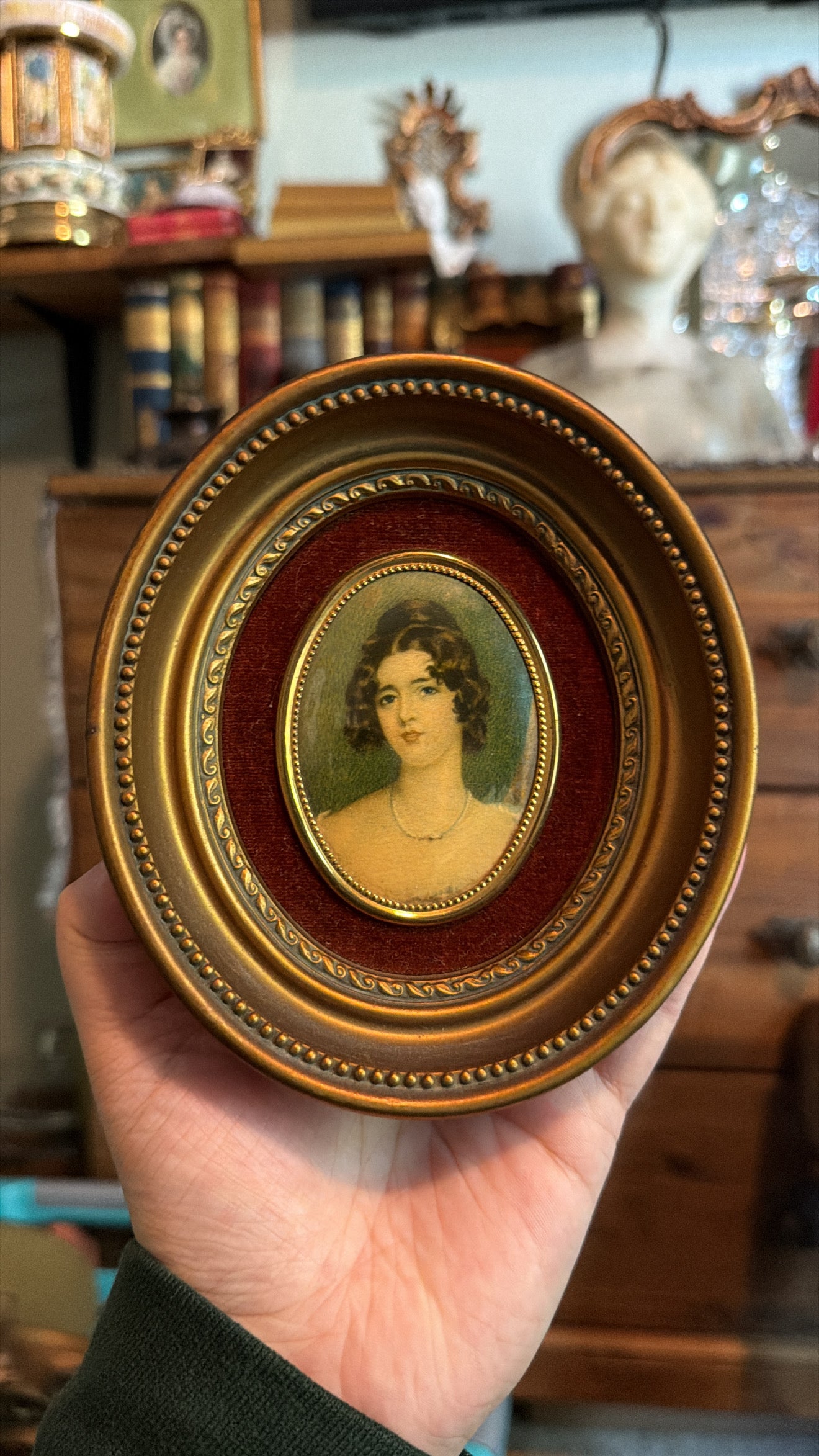Red velvet framed cameo
