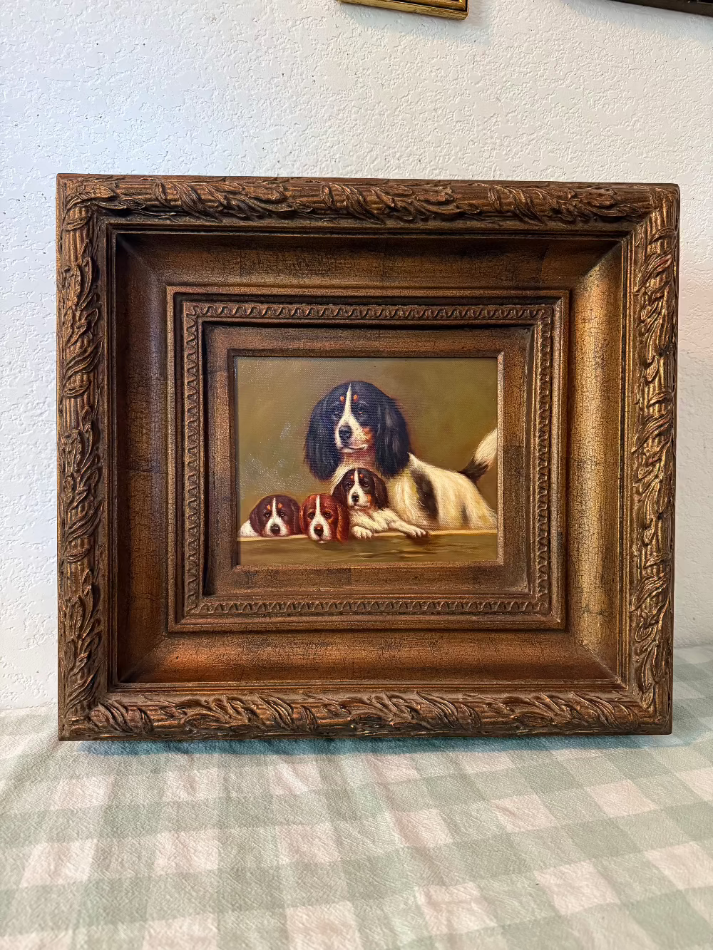 Ornate Frame with English Springer Spaniels Oil Painting