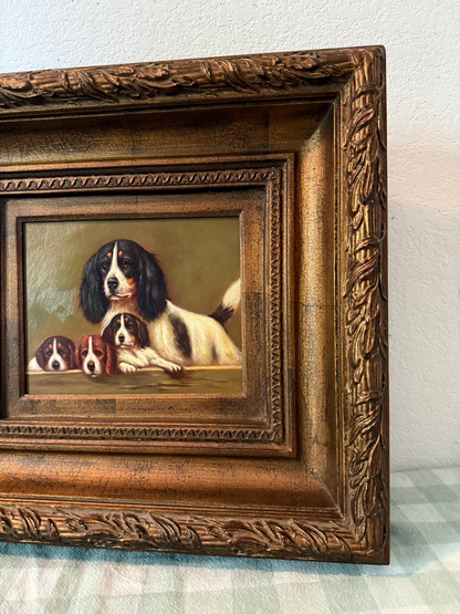 Ornate Frame with English Springer Spaniels Oil Painting