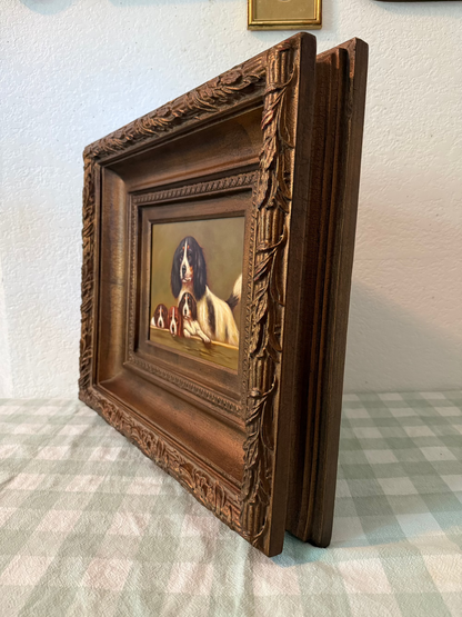 Ornate Frame with English Springer Spaniels Oil Painting