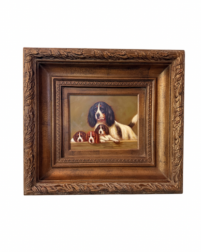 Ornate Frame with English Springer Spaniels Oil Painting