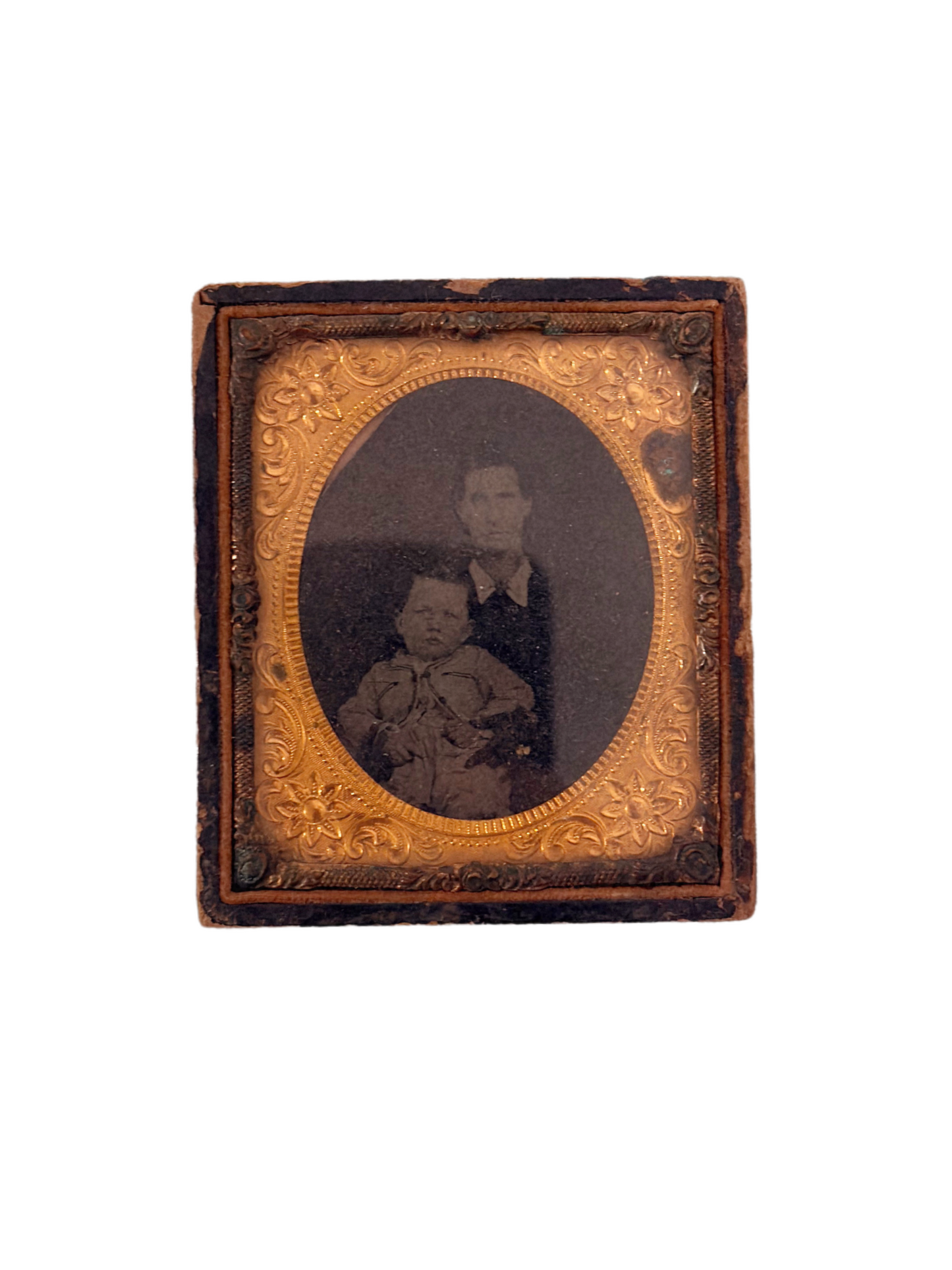 Antique Tintype Portrait of a Father & Son