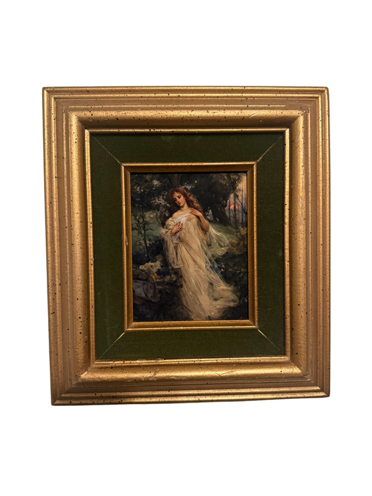 Gold & Green Velvet Frame with Beatrice Giclee Print