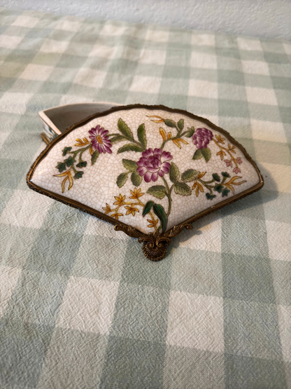 Floral Porcelain & Bronze Trinket Dish